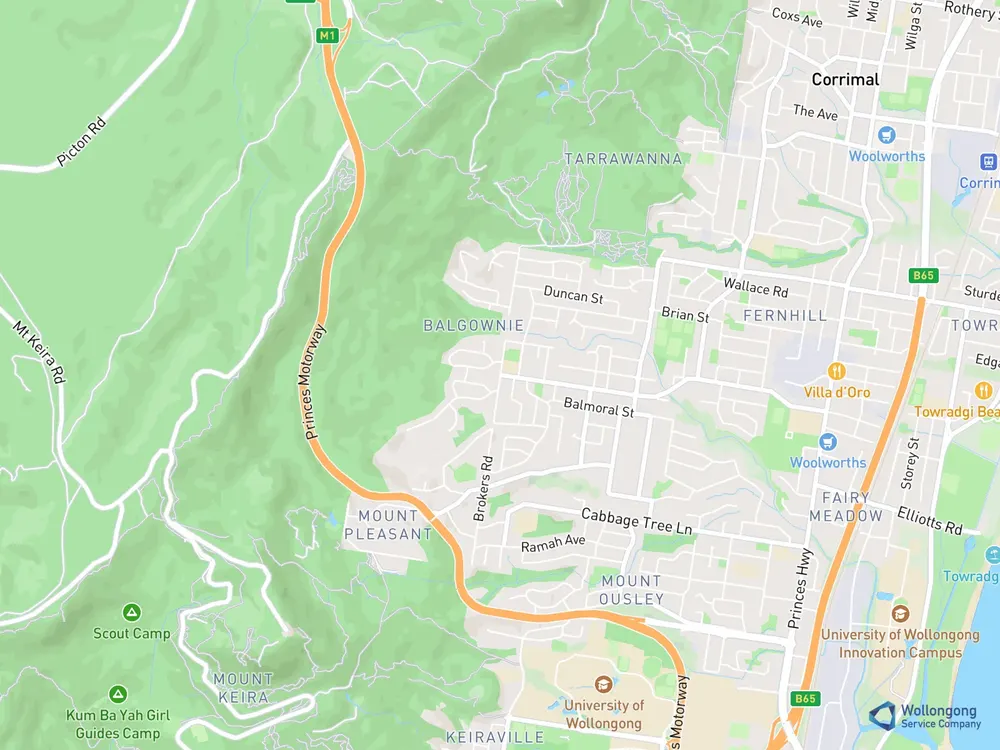 Service area map for Balgownie