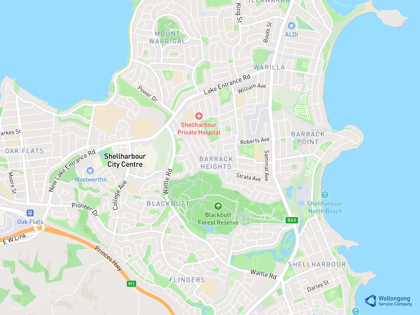 Service area map for Barrack Heights
