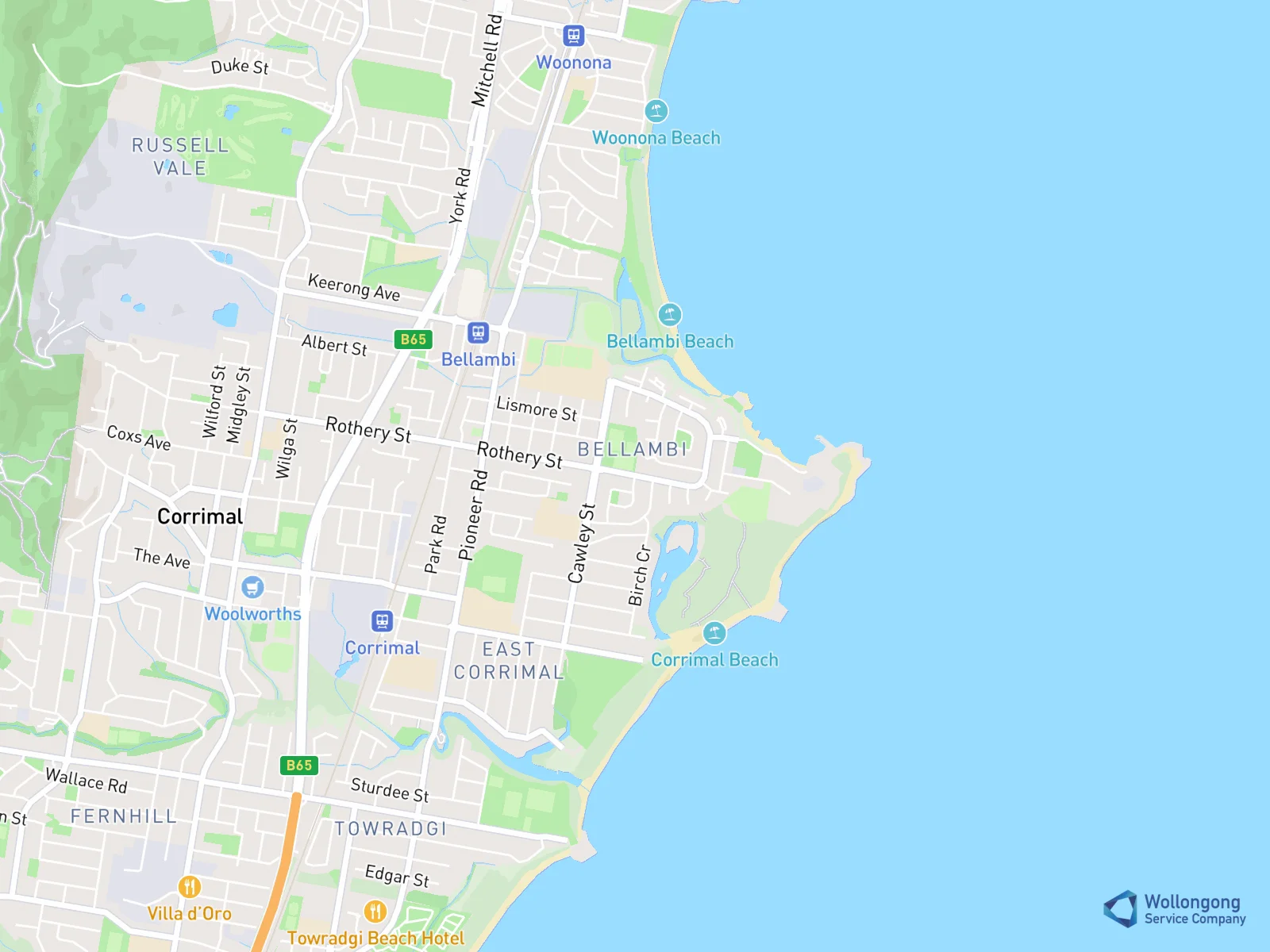 Service area map for Bellambi