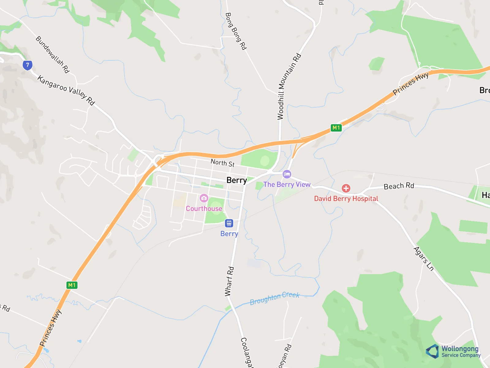 Service area map for Berry
