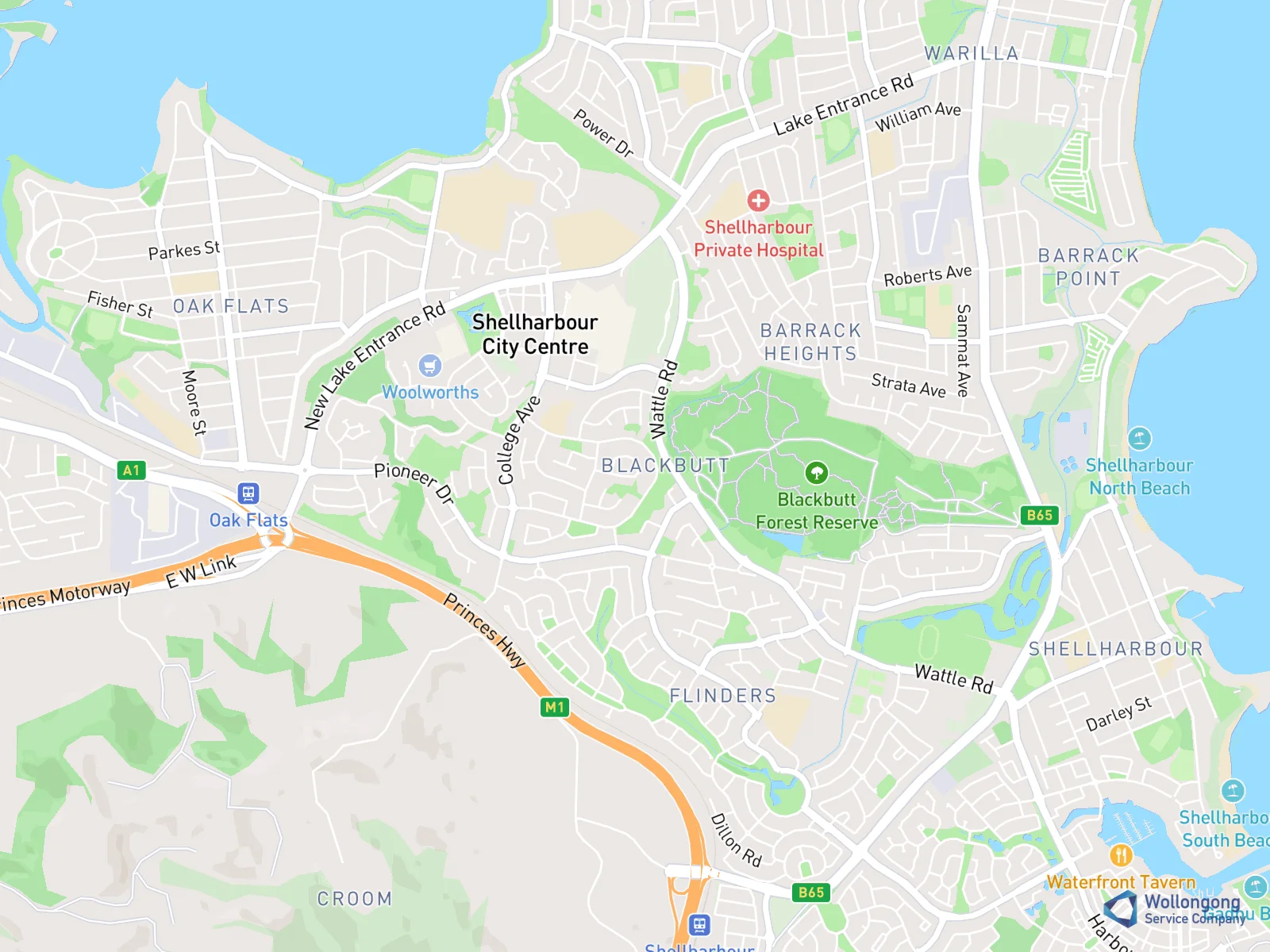 Service area map for Blackbutt