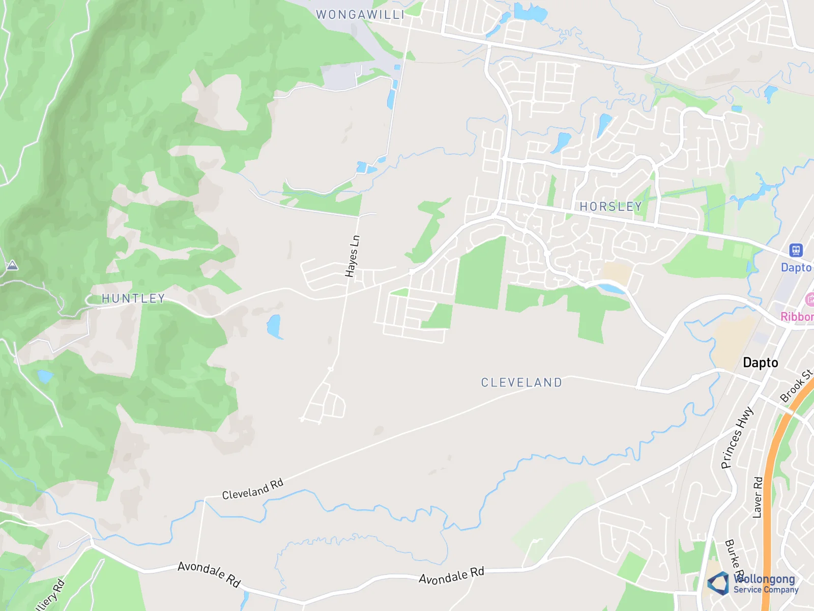 Service area map for Brooks Reach