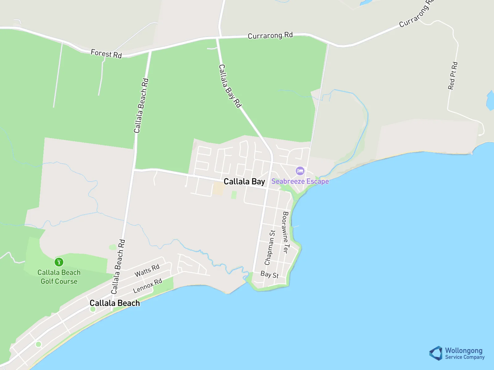 Service area map for Callala Bay