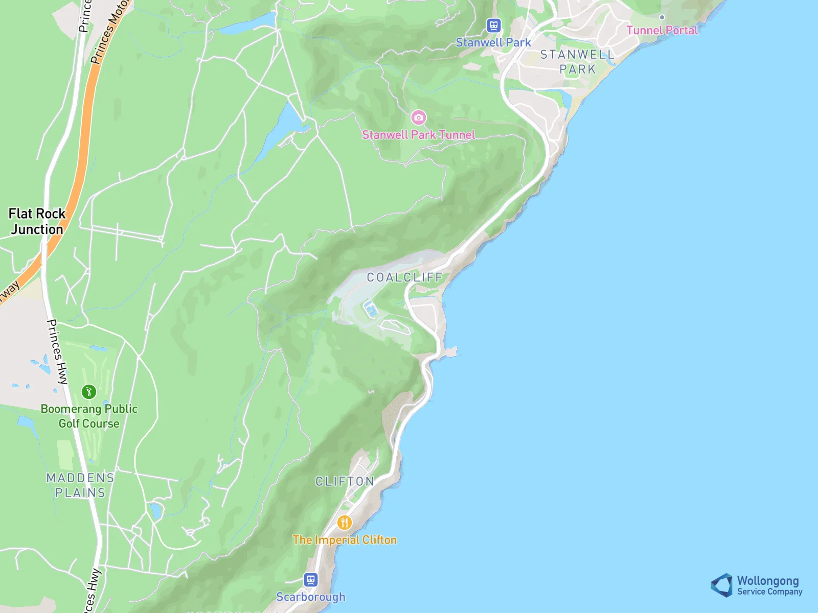 Service area map for Coalcliff