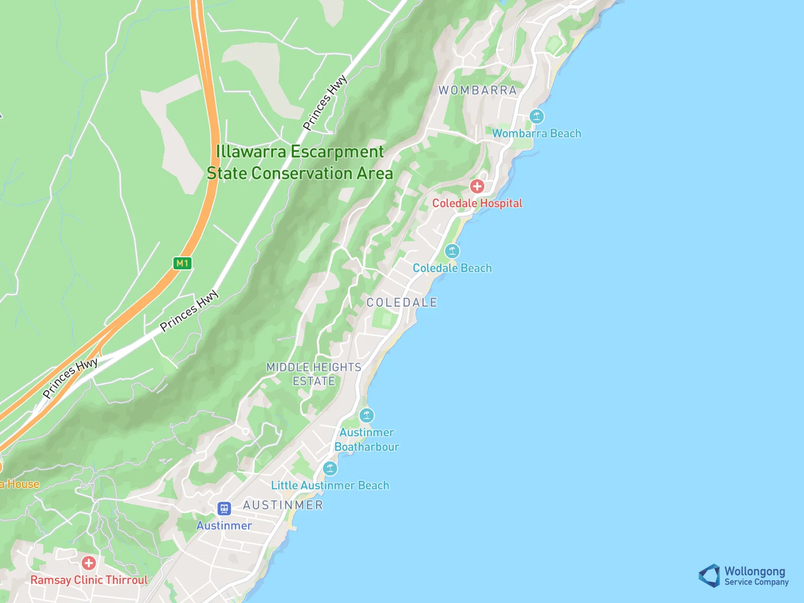 Service area map for Coledale