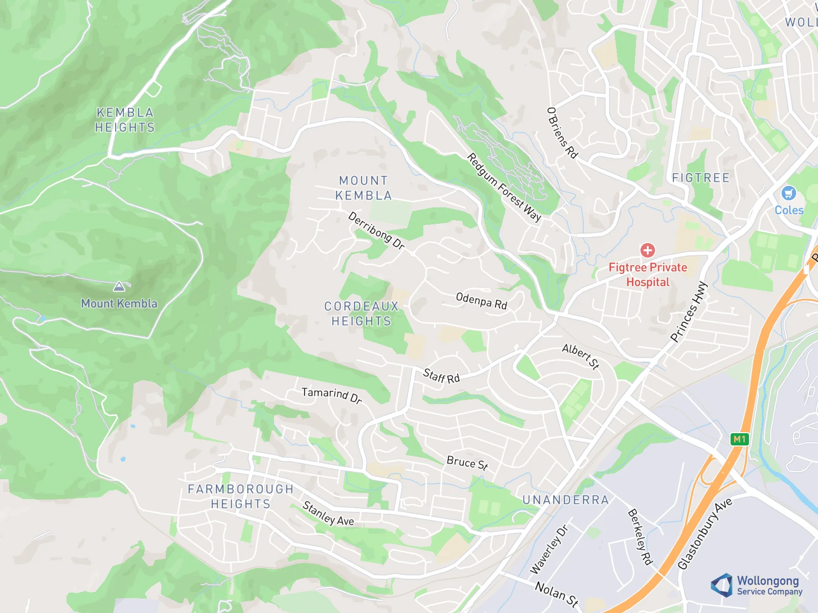 Service area map for Cordeaux Heights