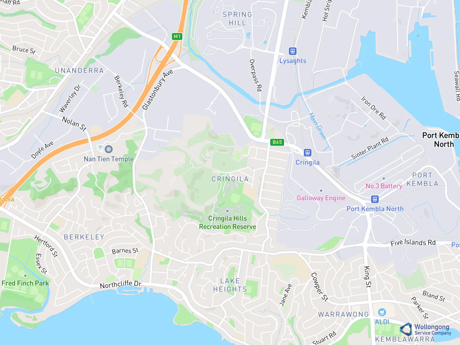 Service area map for Cringila