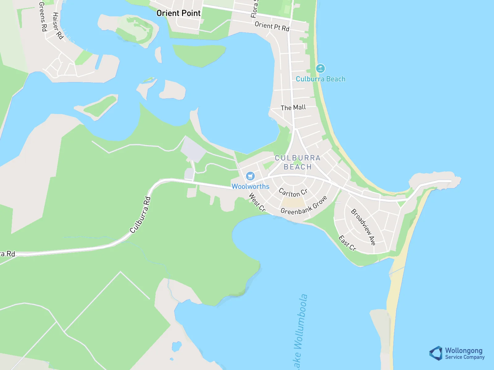 Service area map for Culburra Beach