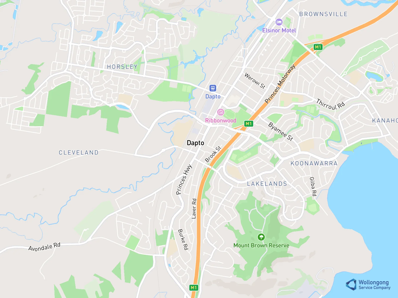 Service area map for Dapto
