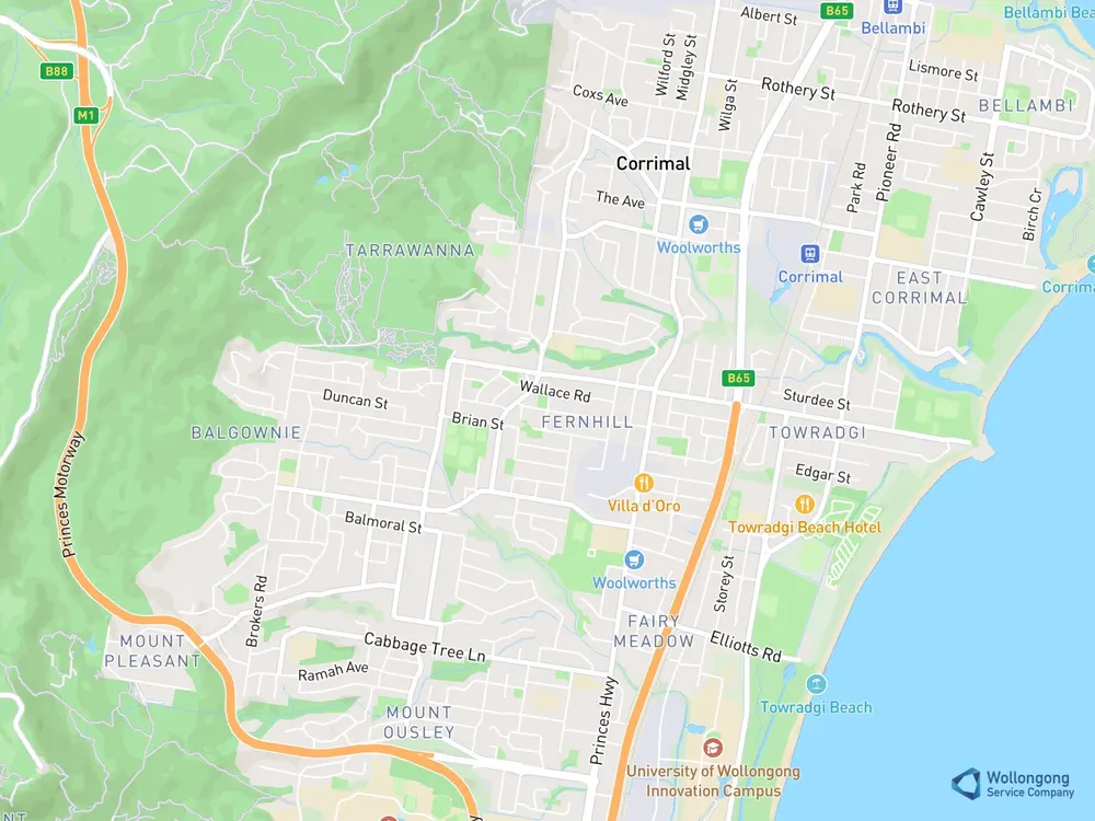 Service area map for Fernhill