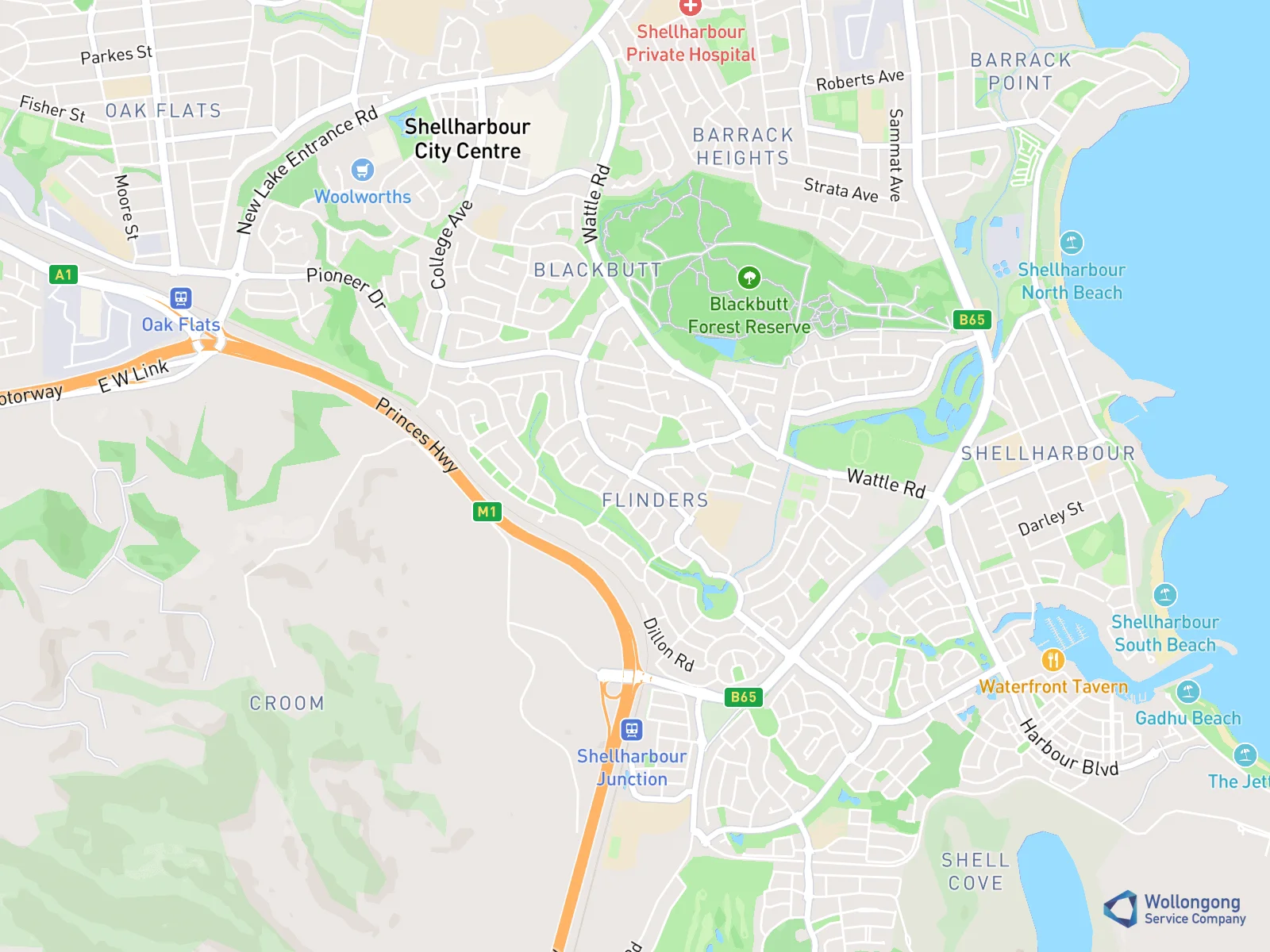 Service area map for Flinders