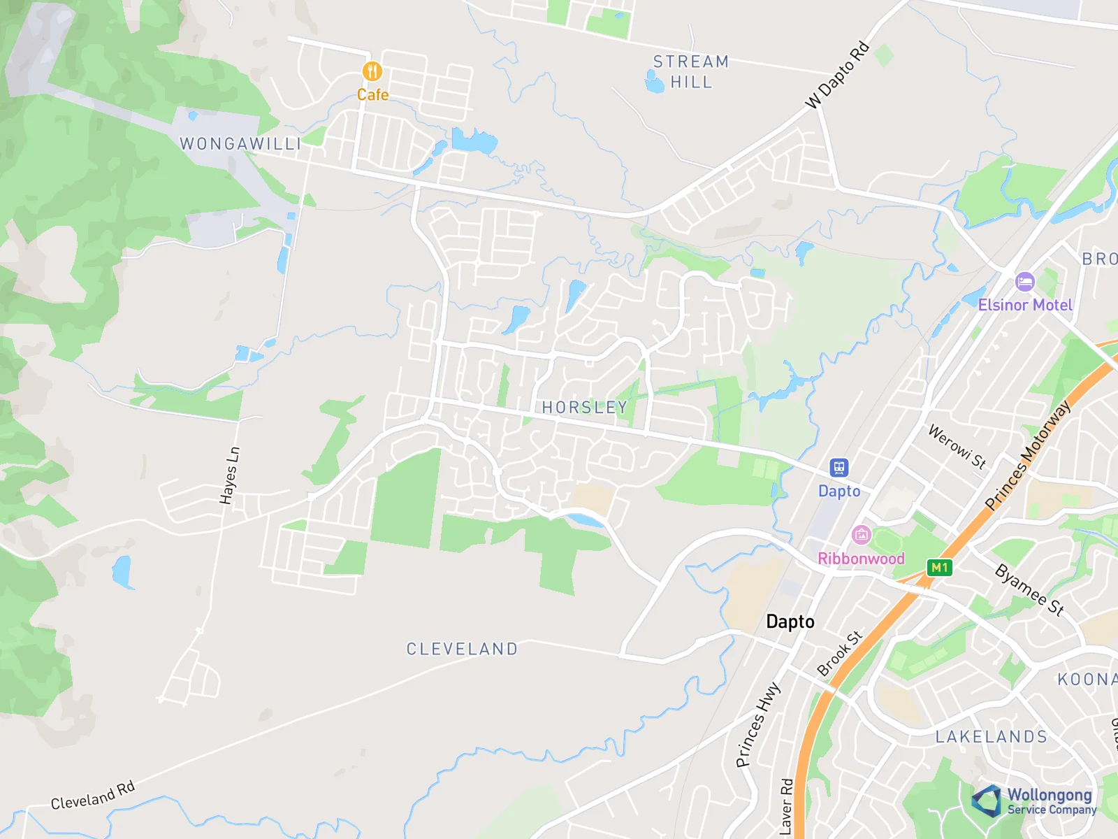 Service area map for Horsley