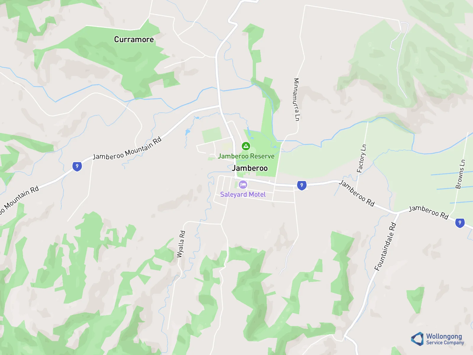 Service area map for Jamberoo