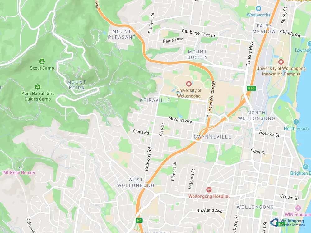 Service area map for Keiraville
