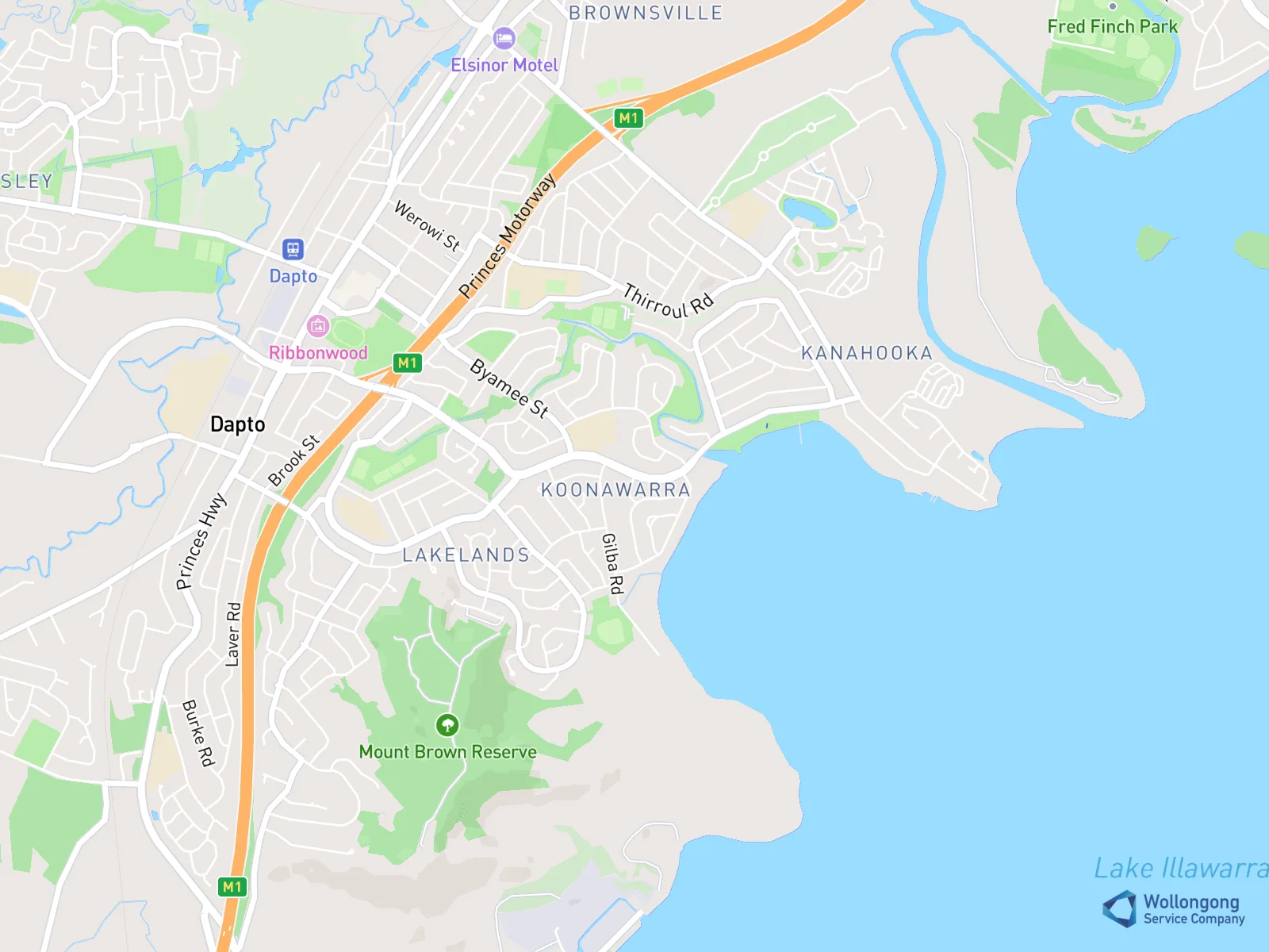 Service area map for Koonawarra