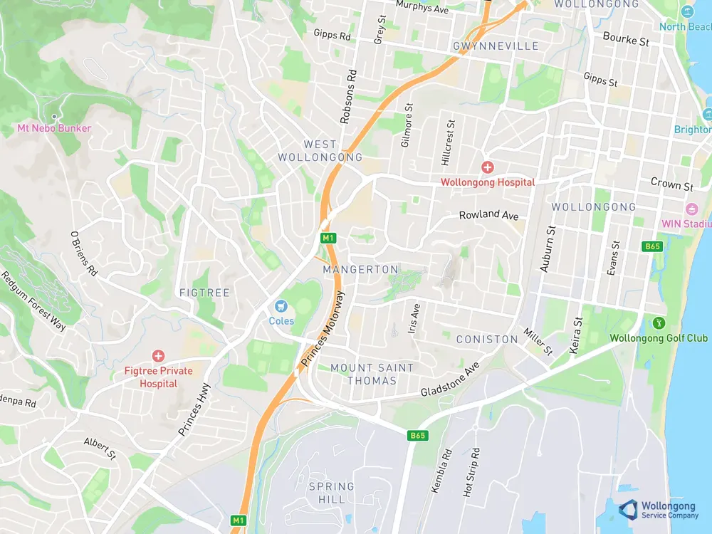 Service area map for Mangerton