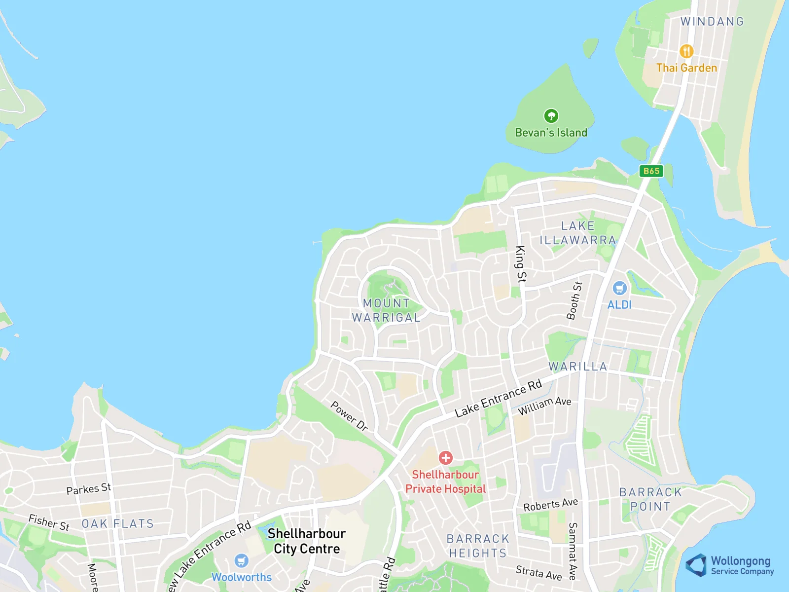 Service area map for Mount Warrigal
