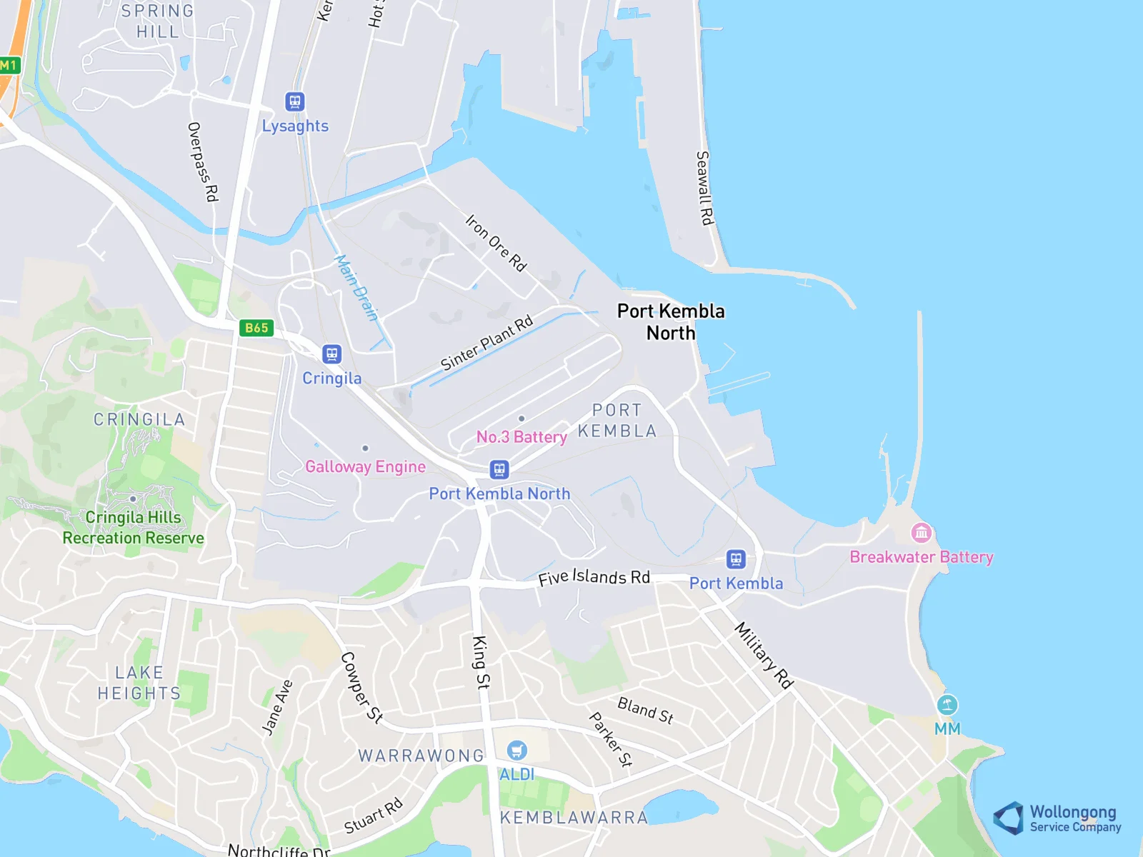 Service area map for Port Kembla