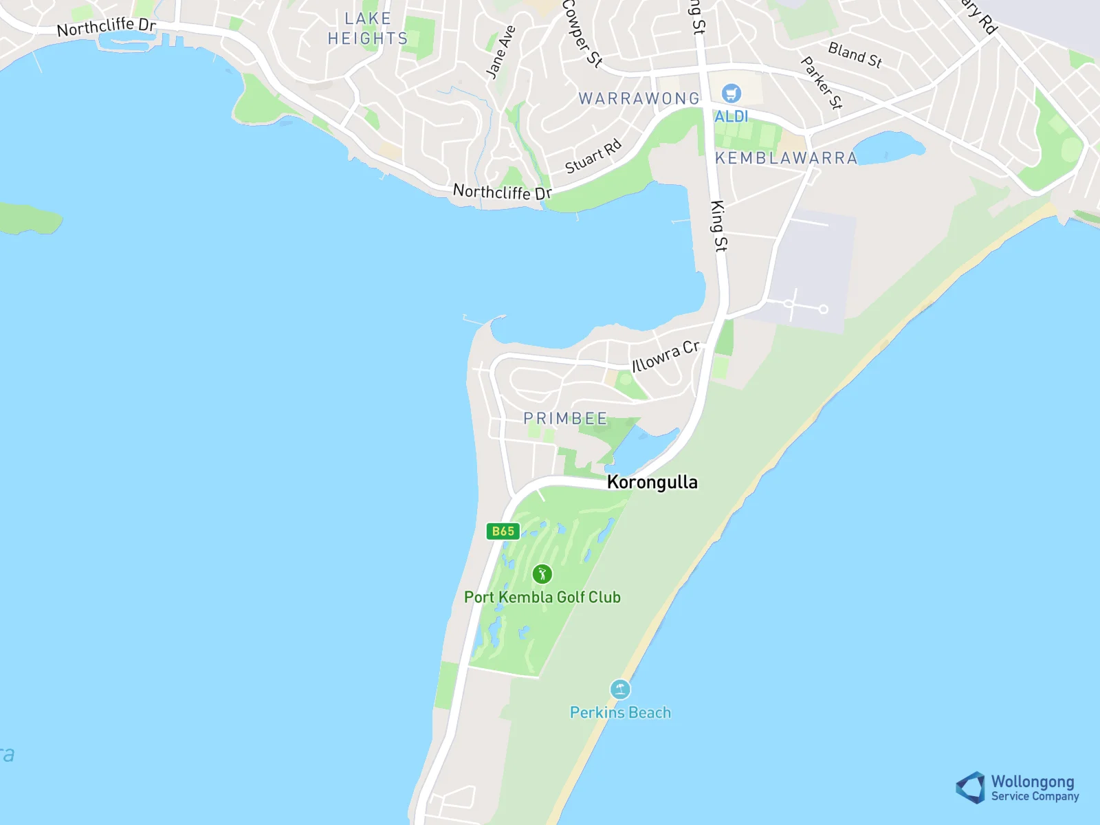 Service area map for Primbee