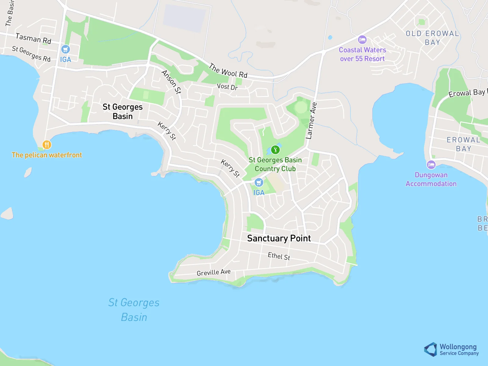 Service area map for Sanctuary Point