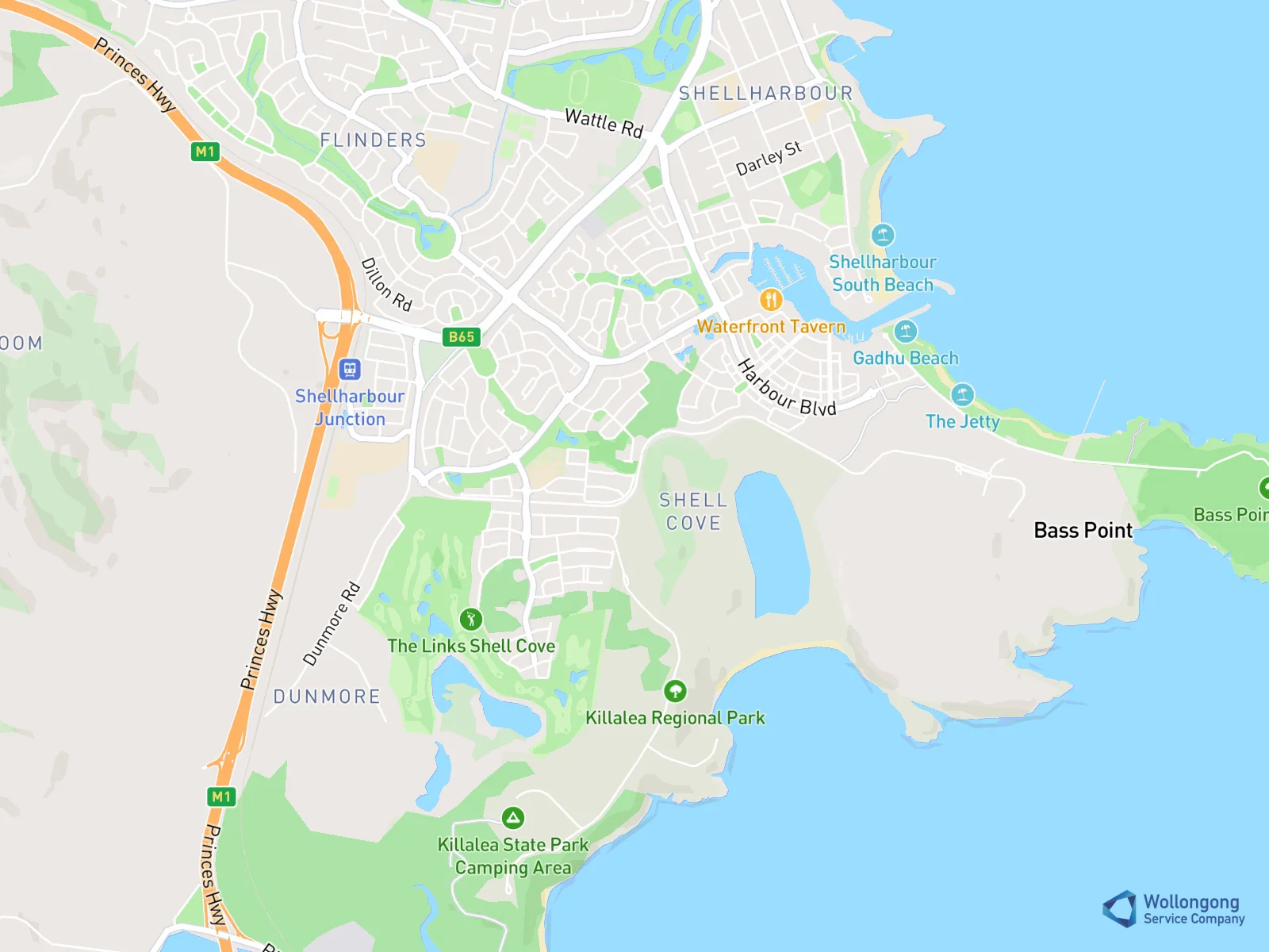 Service area map for Shell Cove