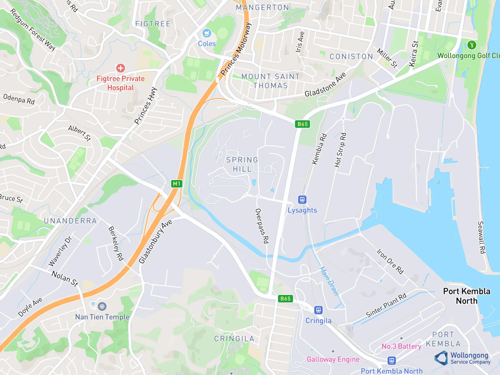 Service area map for Spring Hill