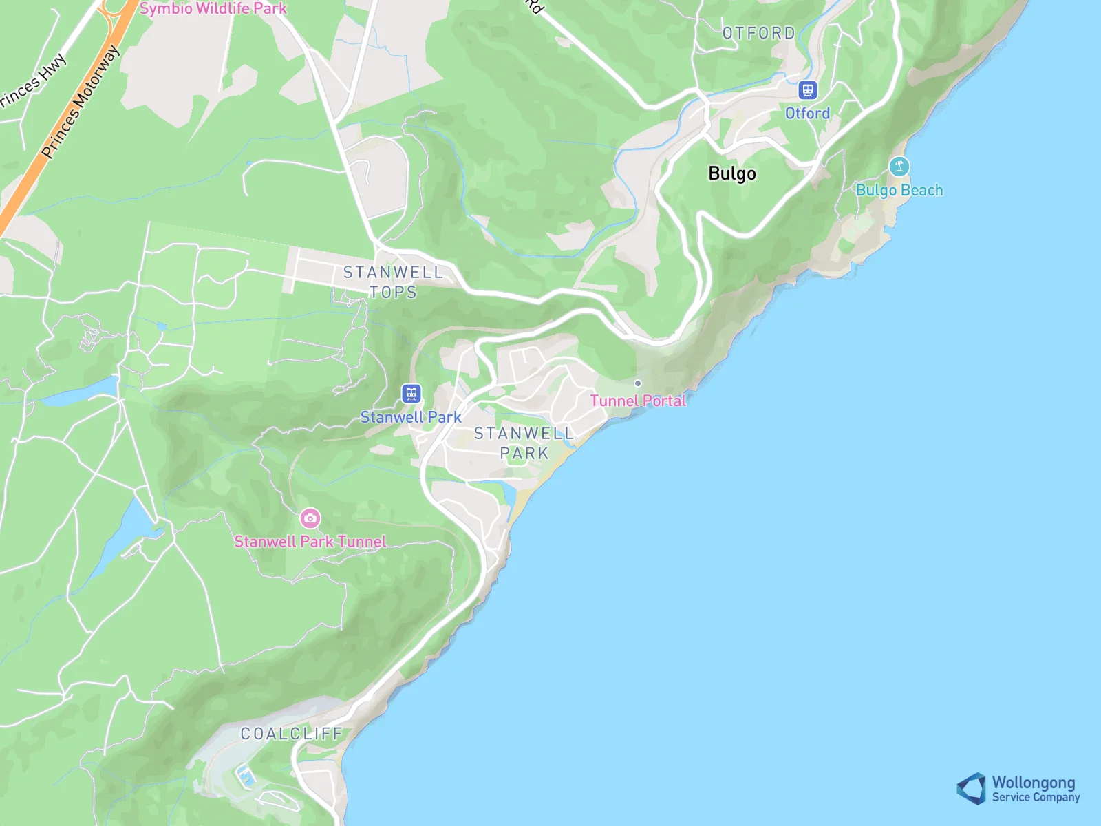Service area map for Stanwell Park
