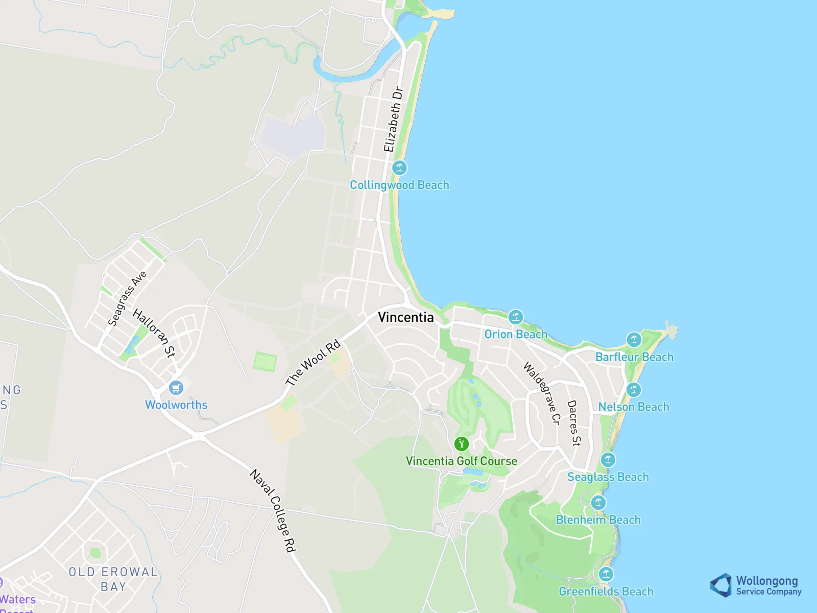 Service area map for Vincentia